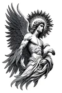 Arc Angel Michael with sun tattoo design idea