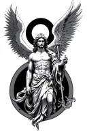 Arc Angel Michael with sun tattoo design idea