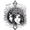 in memory of my daughter Kaylee with protection symbols and incorporating my other daughter names Ashley and Cassandra.  tattoo design idea