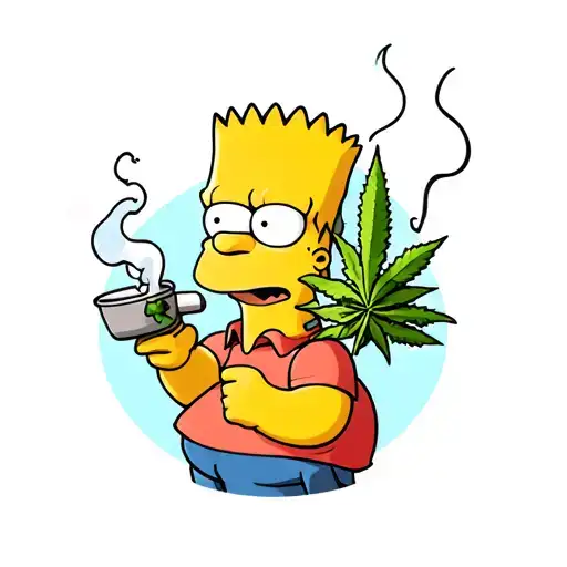 Bart Simpson smoking weed tattoo design idea