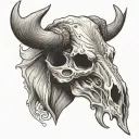 western bull skull tattoo design idea
