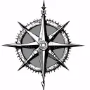 vikings compass surrounded tattoo design idea