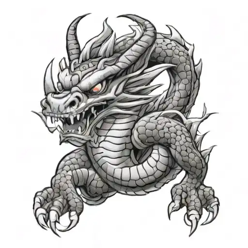 Shenron de Dragon and Garados the Pokemon character in the Chest tattoo design idea