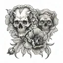 skulls lion poppy flower tattoo design idea