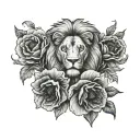 skulls lion poppy flower tattoo design idea