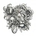 skulls lion poppy flower tattoo design idea