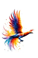 Phoenix wings spread bright tattoo design idea