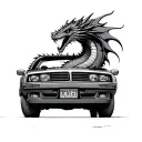 dragon eating a car tattoo design idea