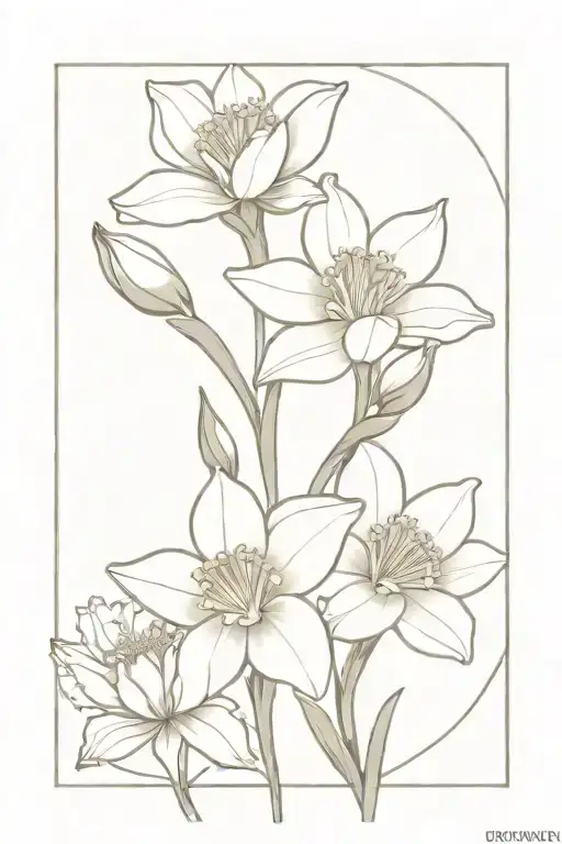 daffodil cosmos marigold water lily flowers tattoo design idea