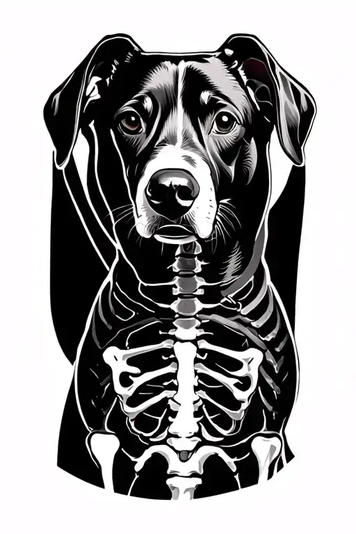 dog x ray with bones and internal organs for veterinarian  tattoo design idea