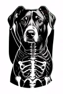 dog x ray with bones and internal organs for veterinarian  tattoo design idea
