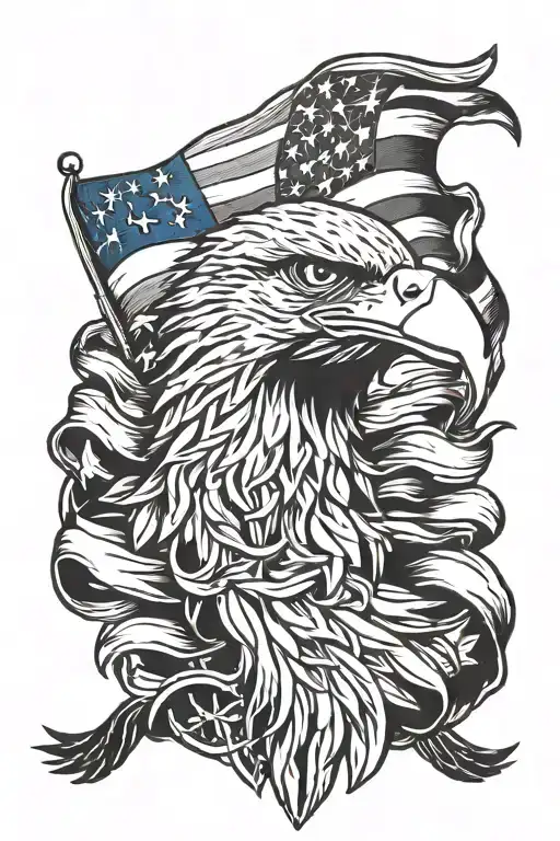 eagle and American flag  tattoo design idea