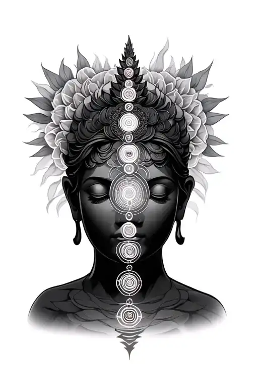 temple with the 7 chakras  tattoo design idea