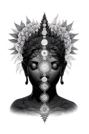 temple with the 7 chakras  tattoo design idea