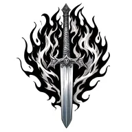 fire -covered sword tattoo design idea