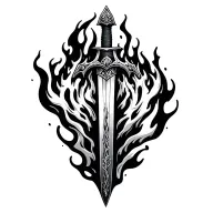 fire -covered sword tattoo design idea