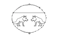 two wolves fine line around ankle bracelet tattoo design idea