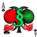 Red heart, green dollar sign, black ace of spades tattoo design idea