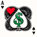 Red heart, green dollar sign, black ace of spades tattoo design idea