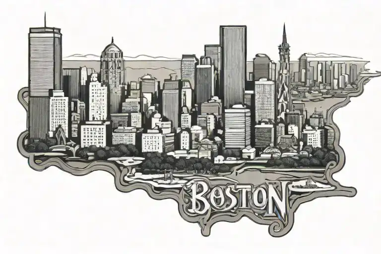 Boston skyline tattoo design idea