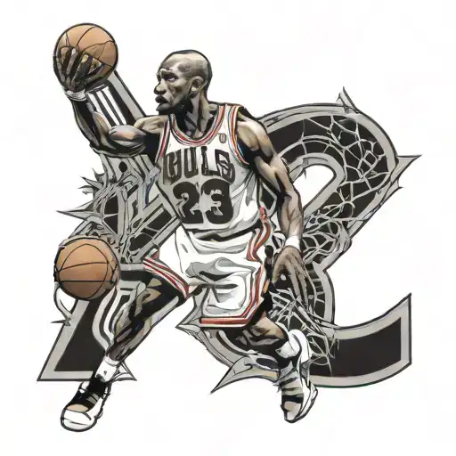 tattoo of the number 23 in the NBA jersey styles of Michael Jordan for the Chicago Bulls for the number 2 and Lebron Jam tattoo design idea