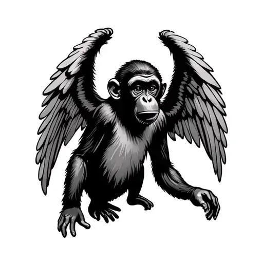 Monkey with Wings capuchin tattoo design idea