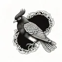 a pegion wearing Kimono tattoo design idea