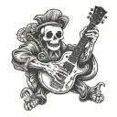 A ghost in doctors suitte holds a guitar tattoo design idea