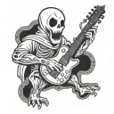A ghost in doctors suitte holds a guitar tattoo design idea