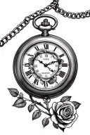 rose pocket watch anniversary  tattoo design idea