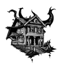 trap house thug angle half devil tattoo design idea