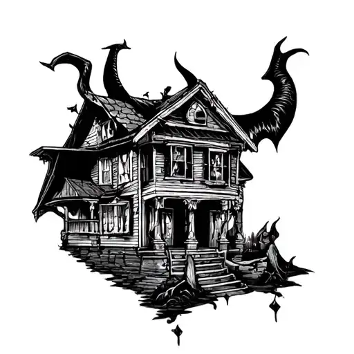 trap house thug angle half devil tattoo design idea