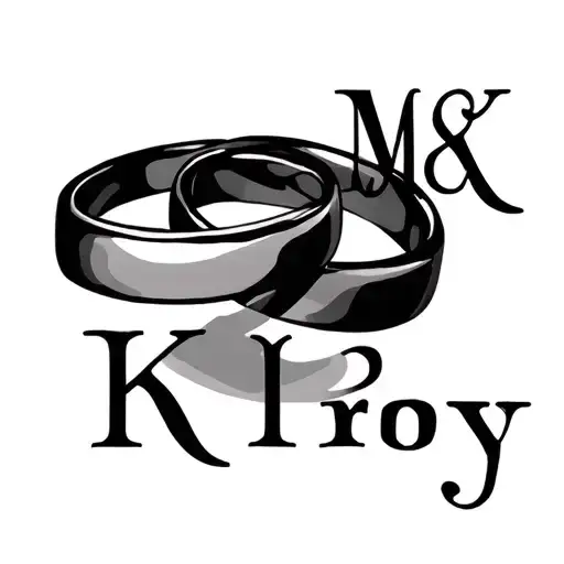"M & K Kirby" wedding rings intertwined tattoo design idea