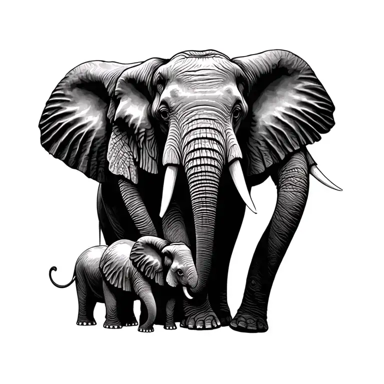 elephant family 4 elephants tattoo design idea
