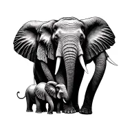 elephant family 4 elephants tattoo design idea