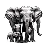 elephant family 4 elephants tattoo design idea