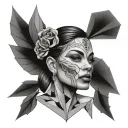 chicana y low poly black tattoo design idea
