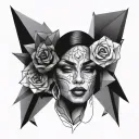 chicana y low poly black tattoo design idea