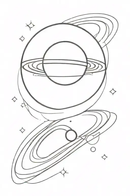 Minimal drawing with Planet saturn planet tattoo design idea