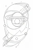 Minimal drawing with Planet saturn planet tattoo design idea