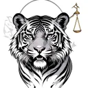 libra tiger surrounded tattoo design idea
