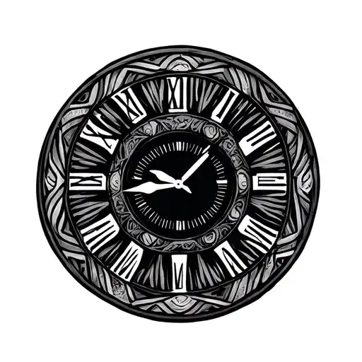 round clock with pattern incorporating geometric elements tattoo design idea