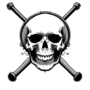 skull with drum sticks crossed tattoo design idea
