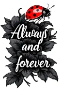 "Always and forever " "Always and forever " ladybug flying towards tattoo design idea