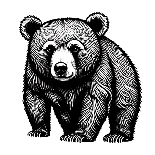 simple bear silhoutte with a few paisleys inside representing my mother. Not using a lot of ink.  tattoo design idea