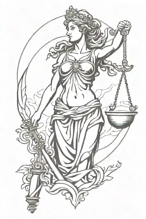 Justitia roman goddess tattoo design idea