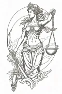 Justitia roman goddess tattoo design idea
