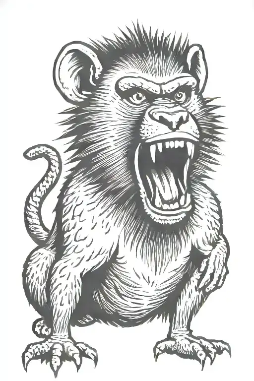 baboon yelling tattoo design idea