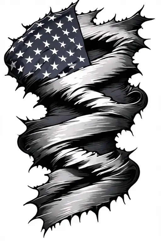 ripped flag wrapped tattoo design idea