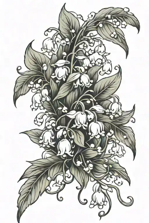 lily of the valley intertwined with vines tattoo design idea